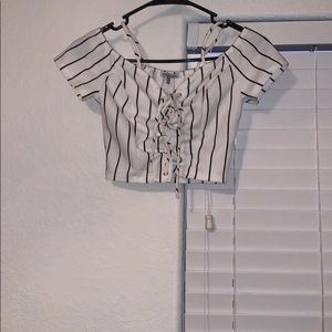 Charlotte Russe black and white striped shirt